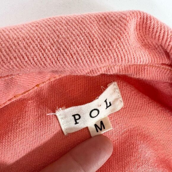 POL Jacket Womens Medium Orange Cotton Long-Sleeve Full-Zip Belted oversized - Picture 2 of 9